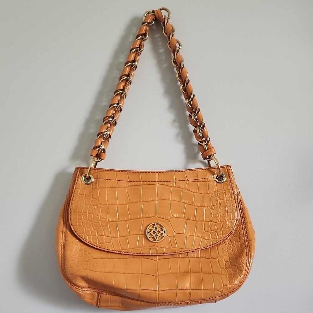 ANTONIO MELANI Orange Shoulder Bag with Gold Chain
